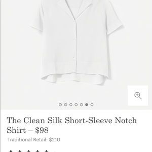 Everlane clean short sleeve silk notch shirt